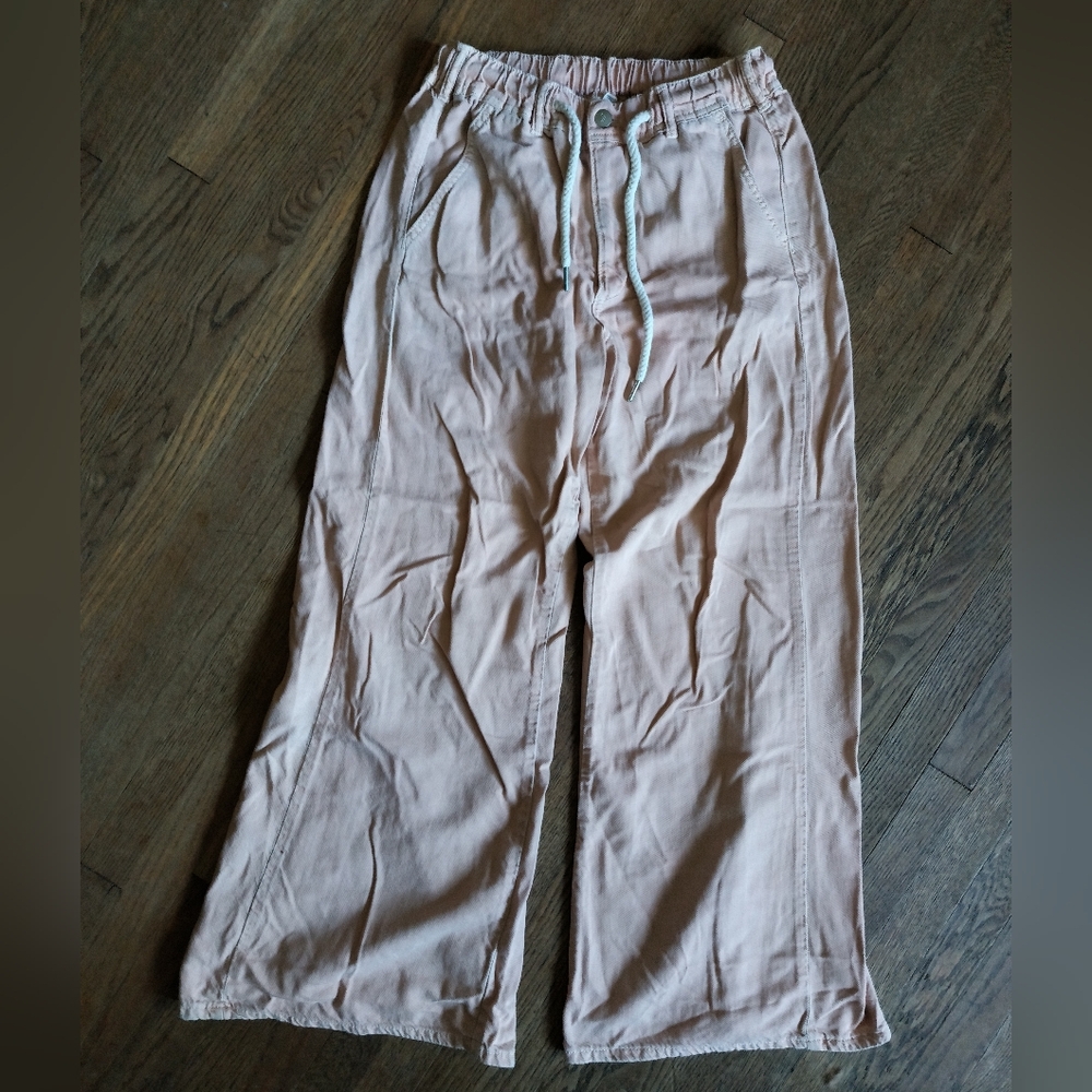 Pilcro Gauchos Drawstring Pants -Dusty Pink - Khaki Mauve Color S-Small Trousers